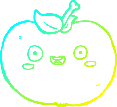 Bir insan tarafından çizilen elma karikatürünün soğuk gradyan çizimi