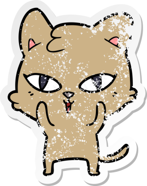 Bir insan tarafından çizilmiş karikatür bir kedinin sıkıntılı çıkartması.