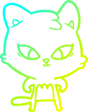 Bir insan tarafından çizilmiş bir çizgi film kedisinin soğuk gradyan çizgisi.