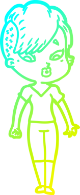 Bir karikatür çizimi, bir insan tarafından çizilmiş bir kızı şaşırttı.