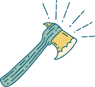 Bir insan tarafından çizilmiş geleneksel dövme stili balta çizimi.