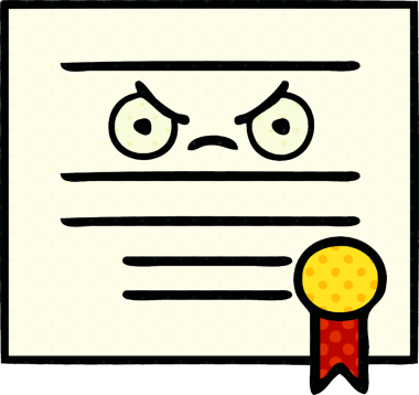 Bir insan tarafından çizilmiş mezuniyet diplomasının çizgi romanı.