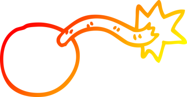 Bir insan tarafından çizilmiş yuvarlak çizgi film bombasının sıcak gradyan çizgisi.