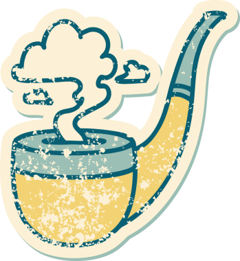 Bir insan tarafından çizilen sigara tiryakisi piposunun sembolik dövmeli görüntüsü