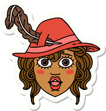 Bir insan tarafından çizilmiş bir ozan karakterinin çıkartması.