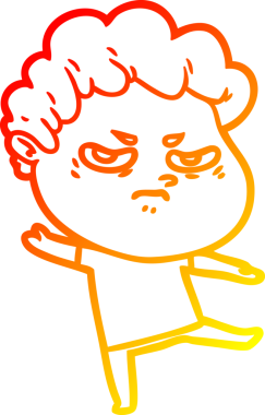 Bir insan tarafından çizilmiş kızgın bir adamın sıcak çizgi çizimi.