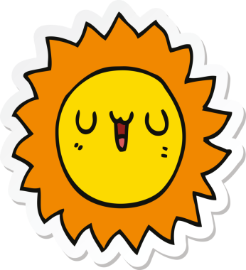 Bir insan tarafından çizilmiş bir çizgi film güneşinin çıkartması.