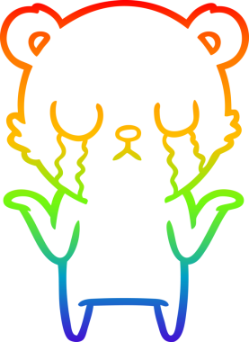 Bir insan tarafından çizilmiş ağlayan çizgi film ayısının çizimi.