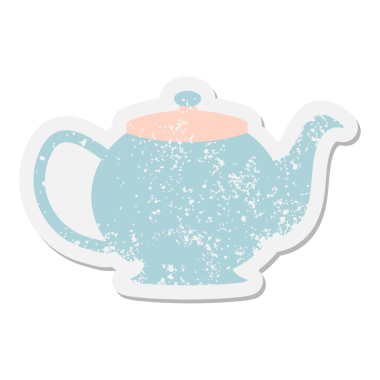 Bir insan tarafından çizilmiş çaydanlık grunge çıkartması