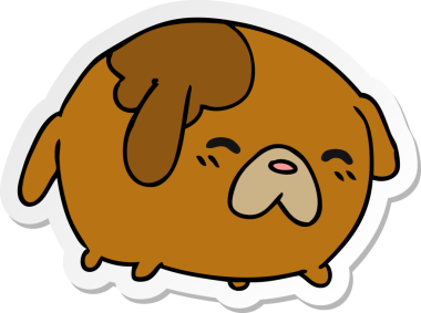 Bir insan tarafından çizilmiş kawaii köpeğinin serbest sticker karikatürü.