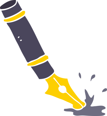 Bir insan tarafından çizilmiş düz renk çizgi film dolmakalemi