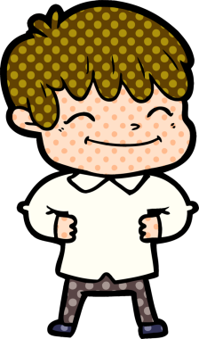 Bir insan tarafından çizilmiş mutlu çocuk çizgi filmi.