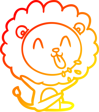 Bir insan tarafından çizilmiş mutlu çizgi film aslanının sıcak çizgi çizimi