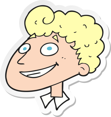 Bir insan tarafından çizilmiş mutlu bir adamın çıkartması.