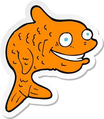 Bir insan tarafından çizilmiş mutlu balığın çıkartması.