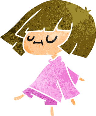 Bir insan tarafından çizilmiş sevimli bir kawai kızının serbest çizimi.