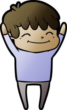 Bir insan tarafından çizilmiş mutlu çocuk çizgi filmi.