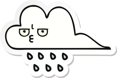 Bir insan tarafından çizilmiş şirin bir yağmur bulutunun çıkartması.