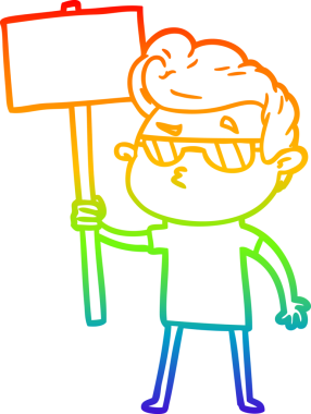 Gökkuşağı gradyan çizimi. Bir insan tarafından çizilmiş havalı bir adamın çizimi.