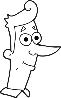 Bir insan tarafından çizilmiş siyah beyaz bir çizgi film.