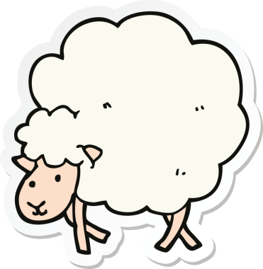 Bir insan tarafından çizilmiş bir koyunun çıkartması.