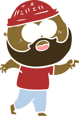 Düz renkli çizgi film sakallı adam bir insan tarafından çizilmiş.