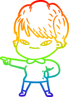 gökkuşağı gradyan çizimi bir insan tarafından çizilmiş mutlu bir kadın çizgi