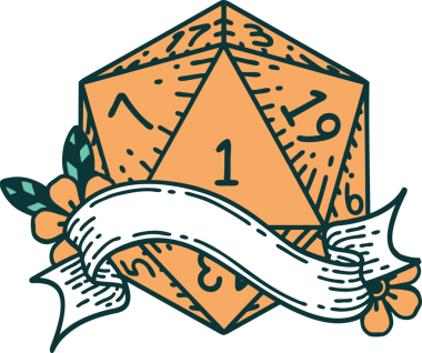 Retro Dövme Biçimi Doğal Bir d20 zar bir insan tarafından çizildi