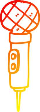 Bir insan tarafından çizilmiş altın renkli çizgi bir mikrofonun çizimi.