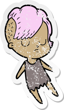 Bir insan tarafından çizilmiş karikatür bir kadının sıkıntılı çıkartması.