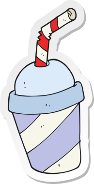 Bir insan tarafından çizilmiş karikatür soda bardağının etiketi.