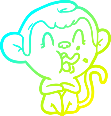 Bir insan tarafından çizilmiş çılgın bir çizgi film maymunu çizimi