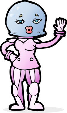 Bir insan tarafından çizilmiş bir kadın astronot.