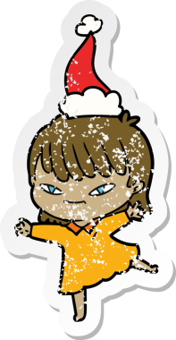 Bir insan tarafından çizilmiş Noel Baba şapkası giymiş bir kadının el yazısı.