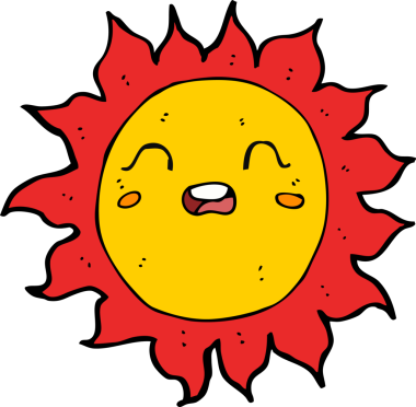 Bir insan tarafından çizilmiş çizgi film güneşi.