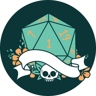 Bir insan tarafından çizilen bir d20 zar atma ikonu