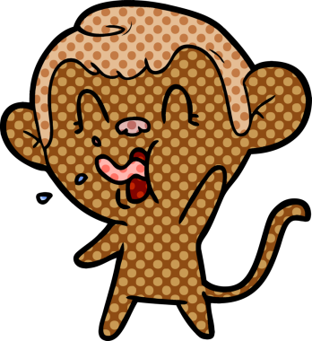 Bir insan tarafından çizilmiş çılgın çizgi film maymunu