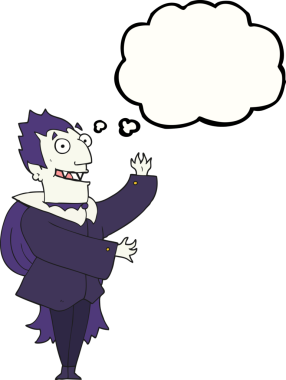 Bir insan tarafından çizilmiş serbest çizim balon karikatür vampiri