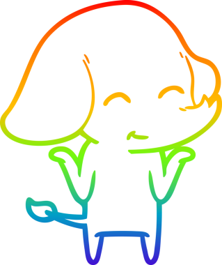 Gökkuşağı gradyan çizgisi bir insan tarafından çizilmiş şirin bir fil çizimi