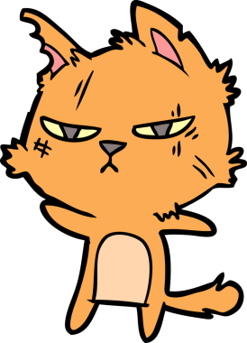 Bir insan tarafından çizilmiş sert çizgi film kedisi.