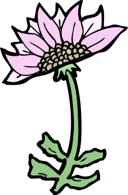 Bir insan tarafından çizilmiş karikatür çiçeği