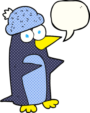 Bir insan tarafından çizilmiş serbest çizilmiş çizgi roman konuşma balonu pengueni.