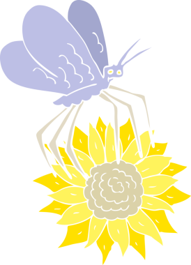 Bir insan tarafından çizilmiş kelebeğin düz renk çizimi