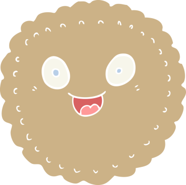 Bir insan tarafından çizilmiş düz renkli çizgi film bisküvisi