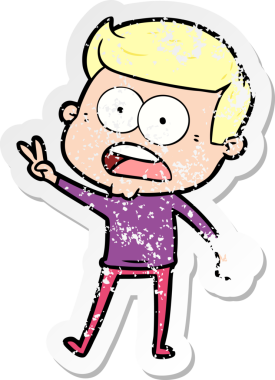 Bir insan tarafından çizilen şok olmuş bir adamın karikatür çıkartması.