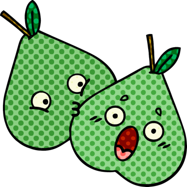 bir insan tarafından çizilmiş yeşil bir armut çizgi romanı