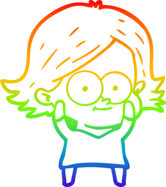 gökkuşağı gradyan çizimi mutlu bir çizgi film kızı bir insan tarafından çizildi