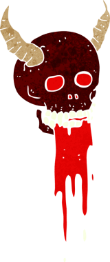 Bir insan tarafından çizilmiş tuhaf cadılar bayramı kafatası çizgi filmi.