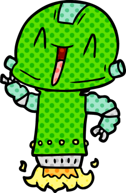 Bir insan tarafından çizilmiş çizgi film robotu