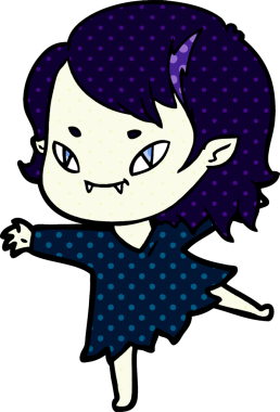 Bir insan tarafından çizilmiş çizgi film dostu vampir kız.